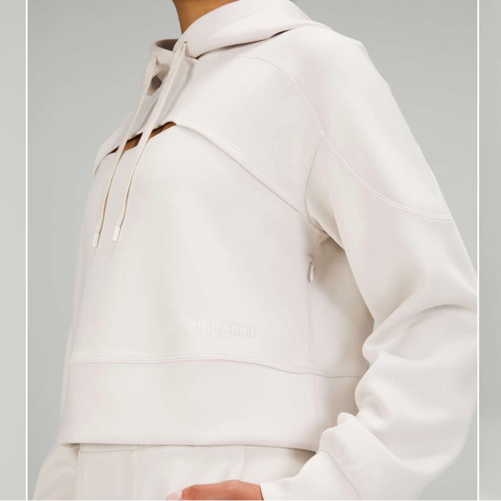Lululemon Get Centred Crop Hoodie | White Opal | size: 6 - Picture 6 of 6